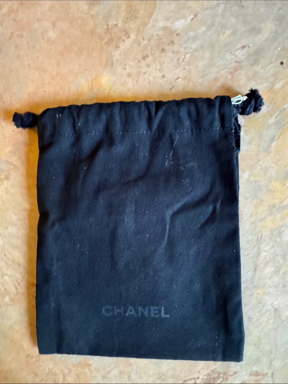 CHANEL Black Soft Drawstring Pouch with Subtle Logo